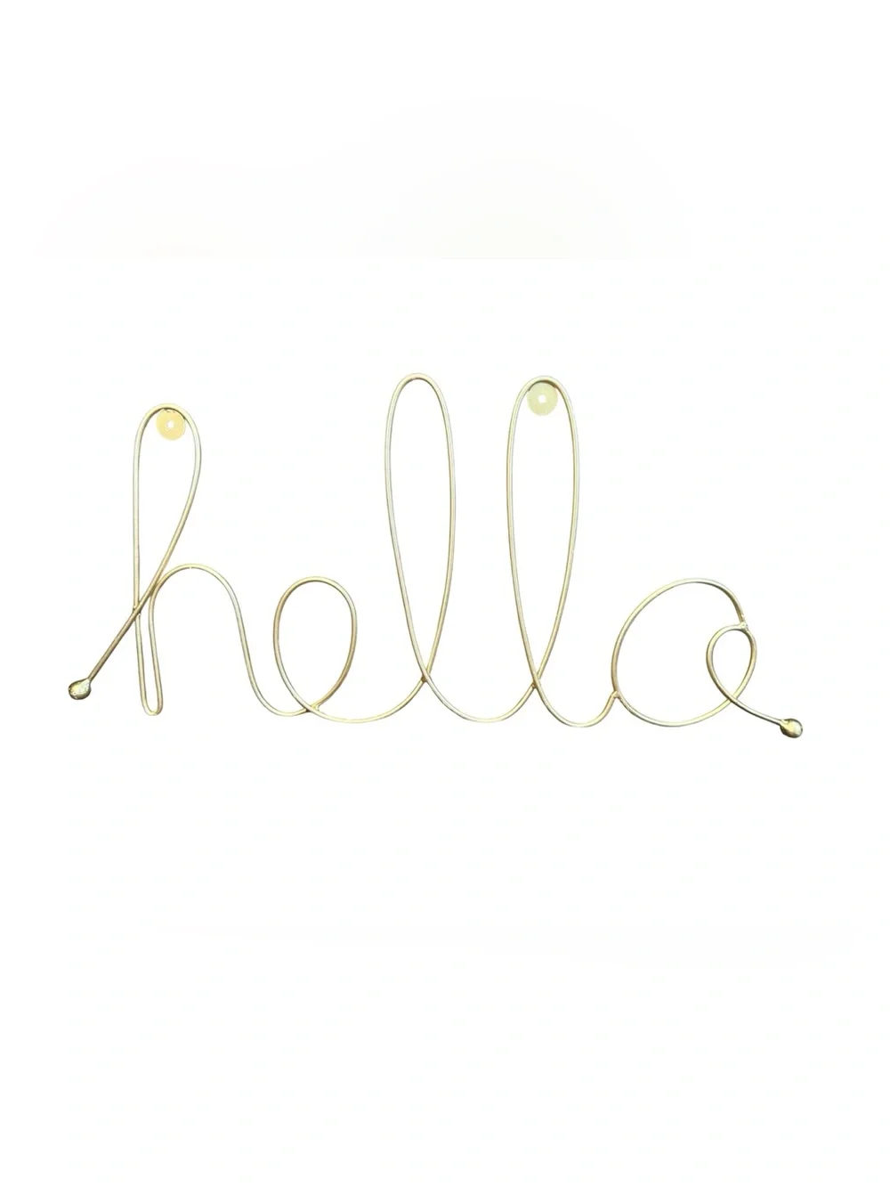 “Hello” Text Script Gold Metal Wire Hanging 25” Wall Accent Home Decor